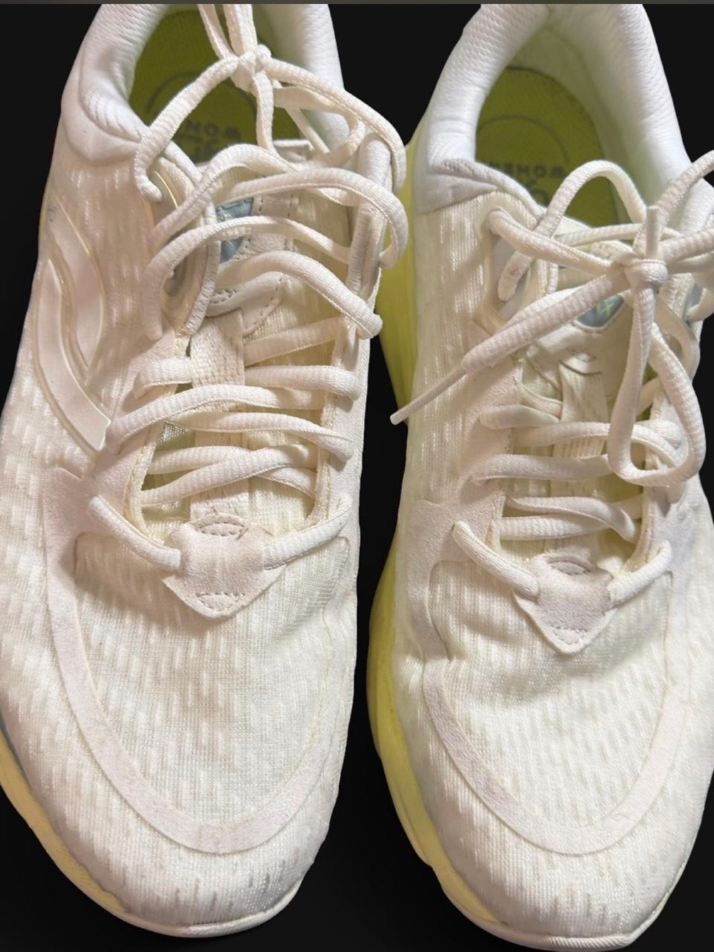 Ryka White Knit Running Sneakers with Light Yellow